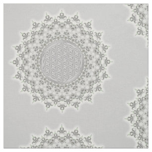 Tela Flor de la vida - verde gris de la mandala del