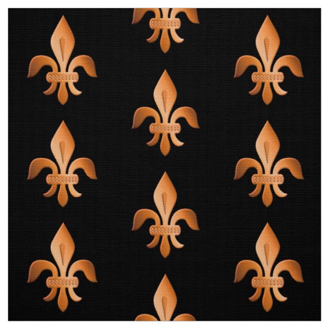 Tela Flor de lis de cobre en negro (Retal)