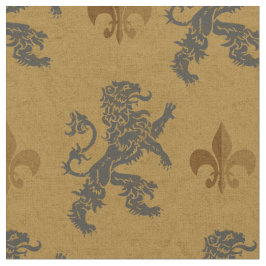 Tela Flor de lis desenfrenada medieval de los leones