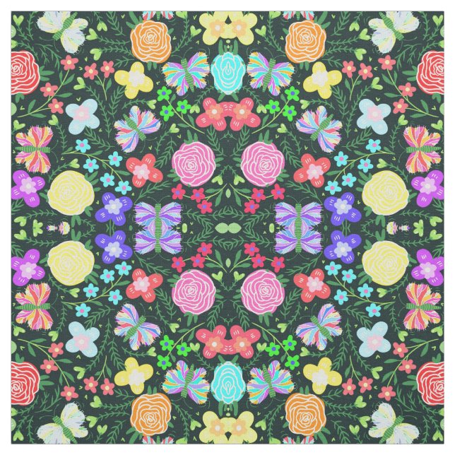 Tela Flor de mariposa arco iris (Retal)