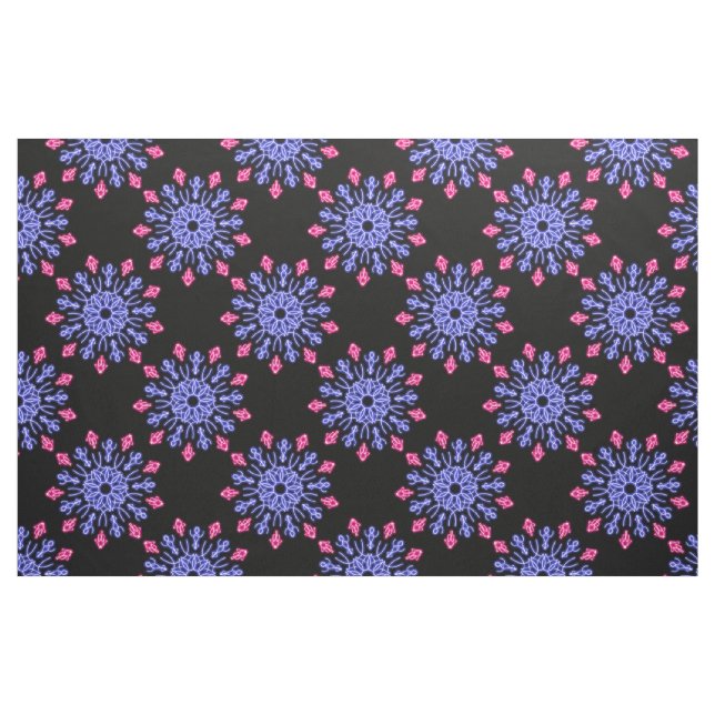 Tela Flor de neón azul y rojo ("Cuarto gordo" (fat quarter))
