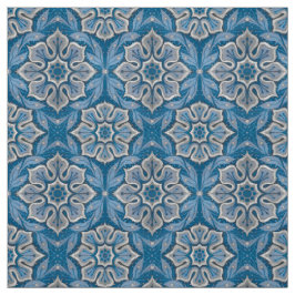 Tela Flor de nieve, estampado floral, copo de nieve azu