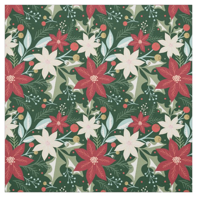 Tela Flor de Nochebuena Navideña (Retal)