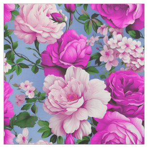 Tela Flor de Rosa púrpura grande retro textil