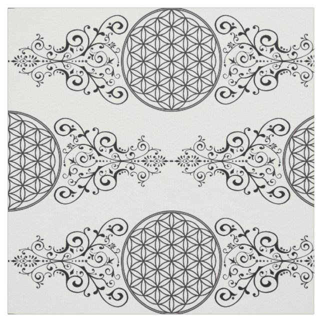 Tela Flor de vida - ornamentos negro I (Retal)