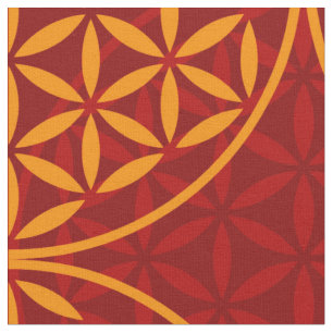Tela Flor de vida - patrón de sello - rojo naranja