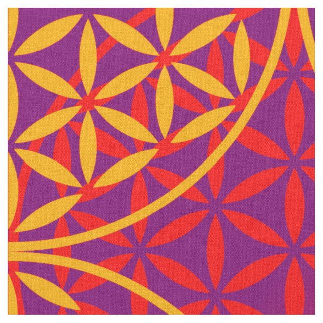 Tela Flor de vida - patrón de sello - rosa naranja (De cerca)