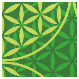 Tela Flor de vida - patrón de sello - verde