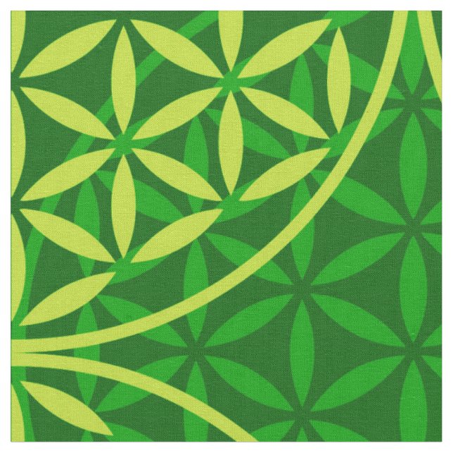 Tela Flor de vida - patrón de sello - verde (De cerca)