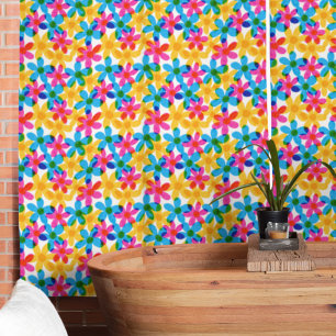 Tela Flor hippie brillante y audaz flor primavera