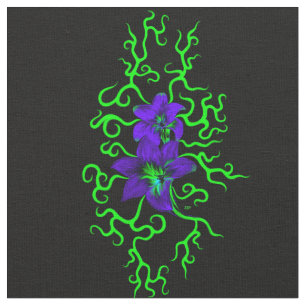 Tela Flor morada lirio en negro