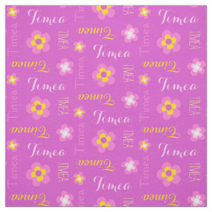 Tela Flor nombre personalizado tejido tipográfico rosa