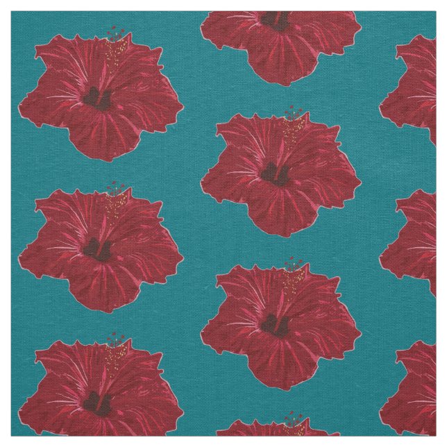 Tela Flor roja hibiscus (Retal)