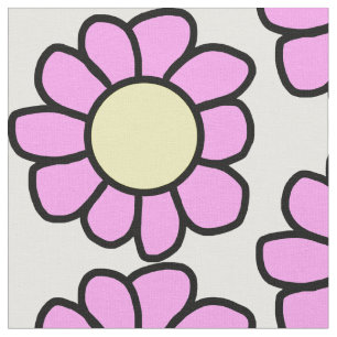 Tela Flor rosa con centro amarillo