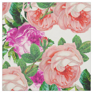 Tela Flor Rosa Y Púrpura Vintage