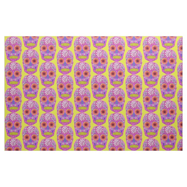 Tela Flor Skull 2 ("Cuarto gordo" (fat quarter))