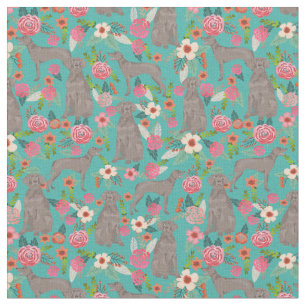 Tela flor vintage de perro weimaraner turquesa