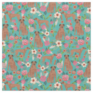 Tela flor vintage rhodesiano turquesa