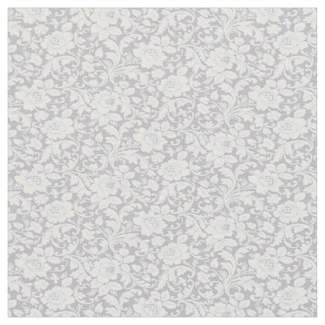 Tela Flora Gris Y Blanca bonito (De cerca)