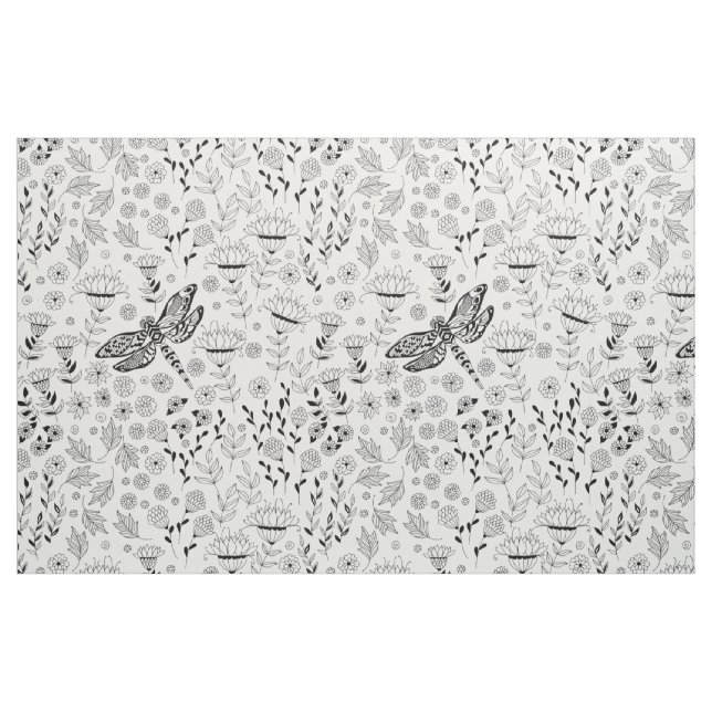 Tela Flora y libélula ("Cuarto gordo" (fat quarter))