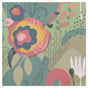 Tela Floral abstrata verde
