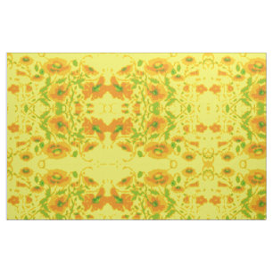 Tela floral amarilla y naranja
