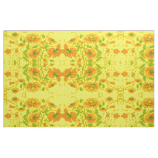 Tela floral amarilla y naranja