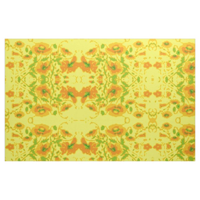 Tela floral amarilla y naranja ("Cuarto gordo" (fat quarter))