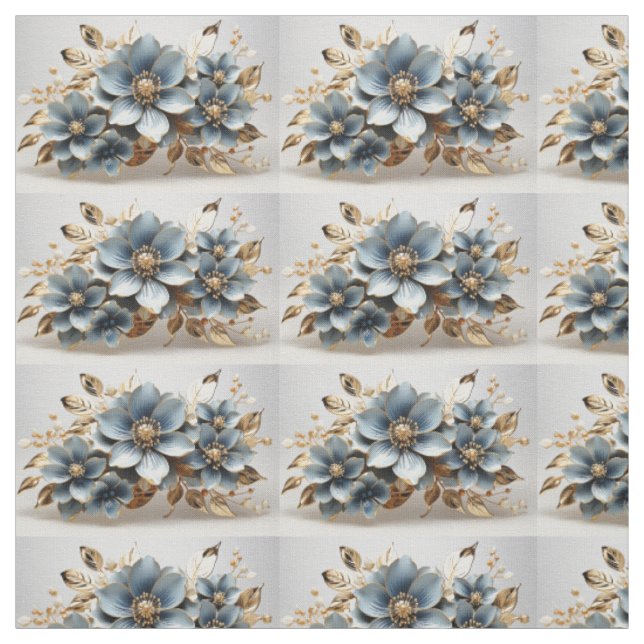 Tela Floral Azul Patrón Continuo Para Coser (Retal)