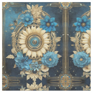 Tela Floral Azul Patrón Continuo Para Costura