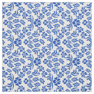 Tela floral azul y blanca del modelo del damasco