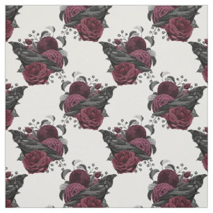 Tela Floral Black Raven en blanco