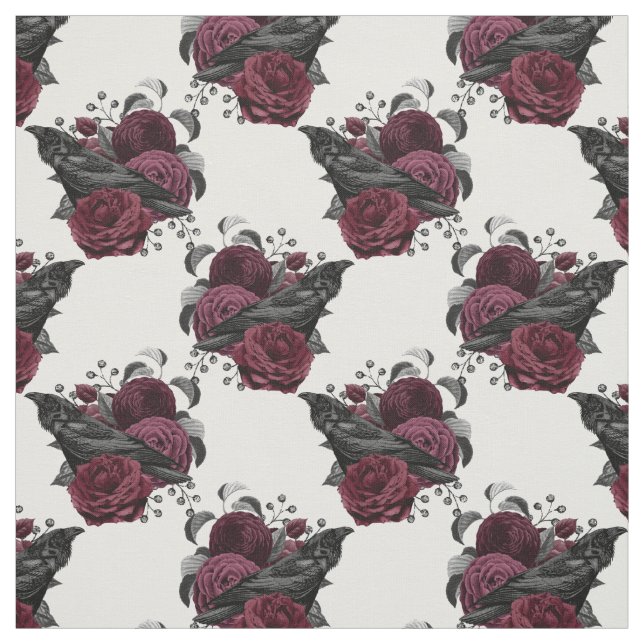 Tela Floral Black Raven en blanco (Retal)