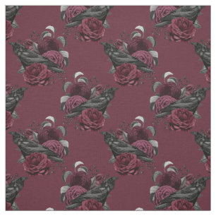 Tela Floral Black Raven en el vino