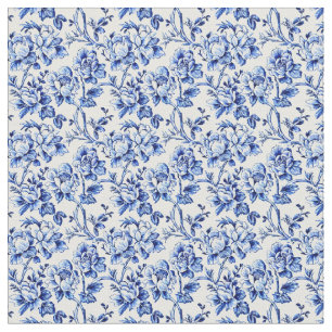 Tela floral blanca y azul