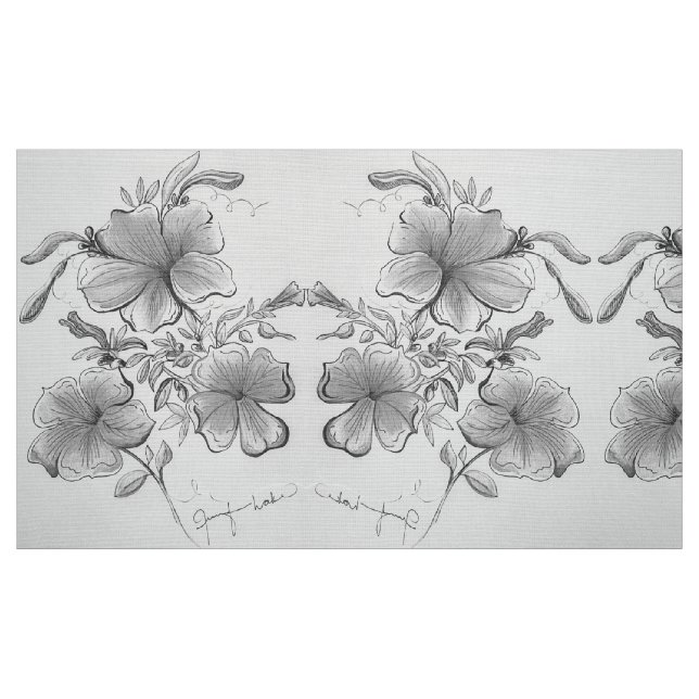 Tela Floral blanca y negra ("Cuarto gordo" (fat quarter))