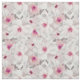 Tela Floral blanca y rosa delgada