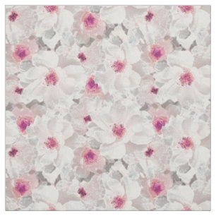 Tela Floral blanco y rosa delicado