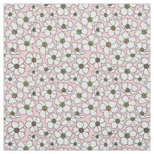 Tela Floral Boho Blanco Sobre Rosa