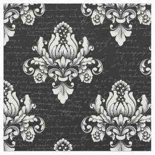 Tela floral botánico damasco ornamentado intrincado ant