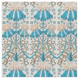 Tela Floral Botánico francés Art Nouveau Azul Beige