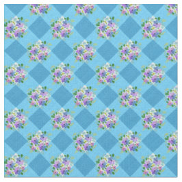 Tela Floral Country Gingham Azul
