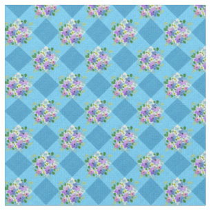 Tela Floral Country Gingham Azul
