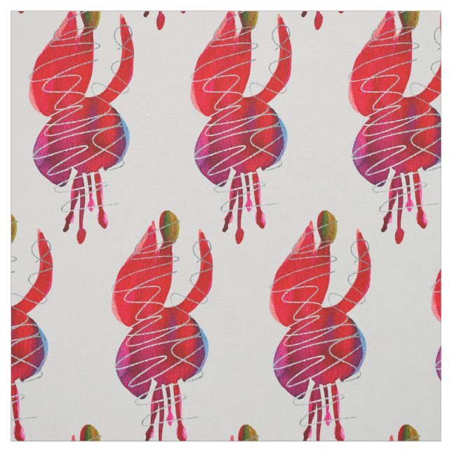 Tela Floral de acuarela abstracta de fucsia (Retal)