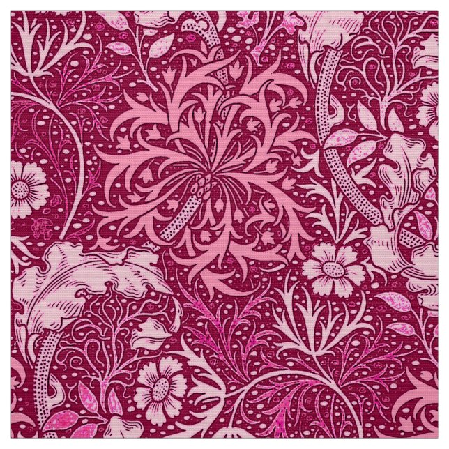 Tela Floral de algas marinas de estilo Art Nouveau, ros (Retal)