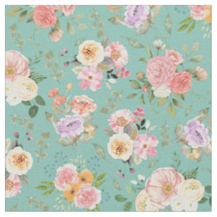 Tela Floral de boho de verano en verde