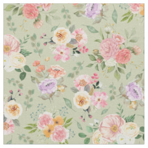 Tela Floral de boho de verano en verde