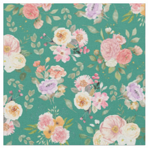 Tela Floral de boho de verano en verde tropical