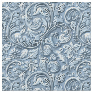 Tela Floral de cuero azul claro elegante trabajado