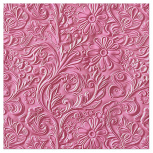 Tela Floral de cuero cincelado rosa caliente chic